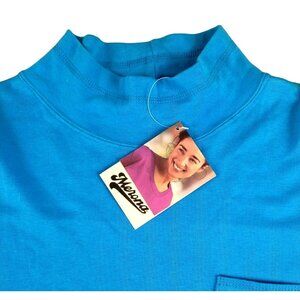 Merona Womens Top Turquoise Blue Mock-Turtleneck Cotton size Medium NWT JH1282